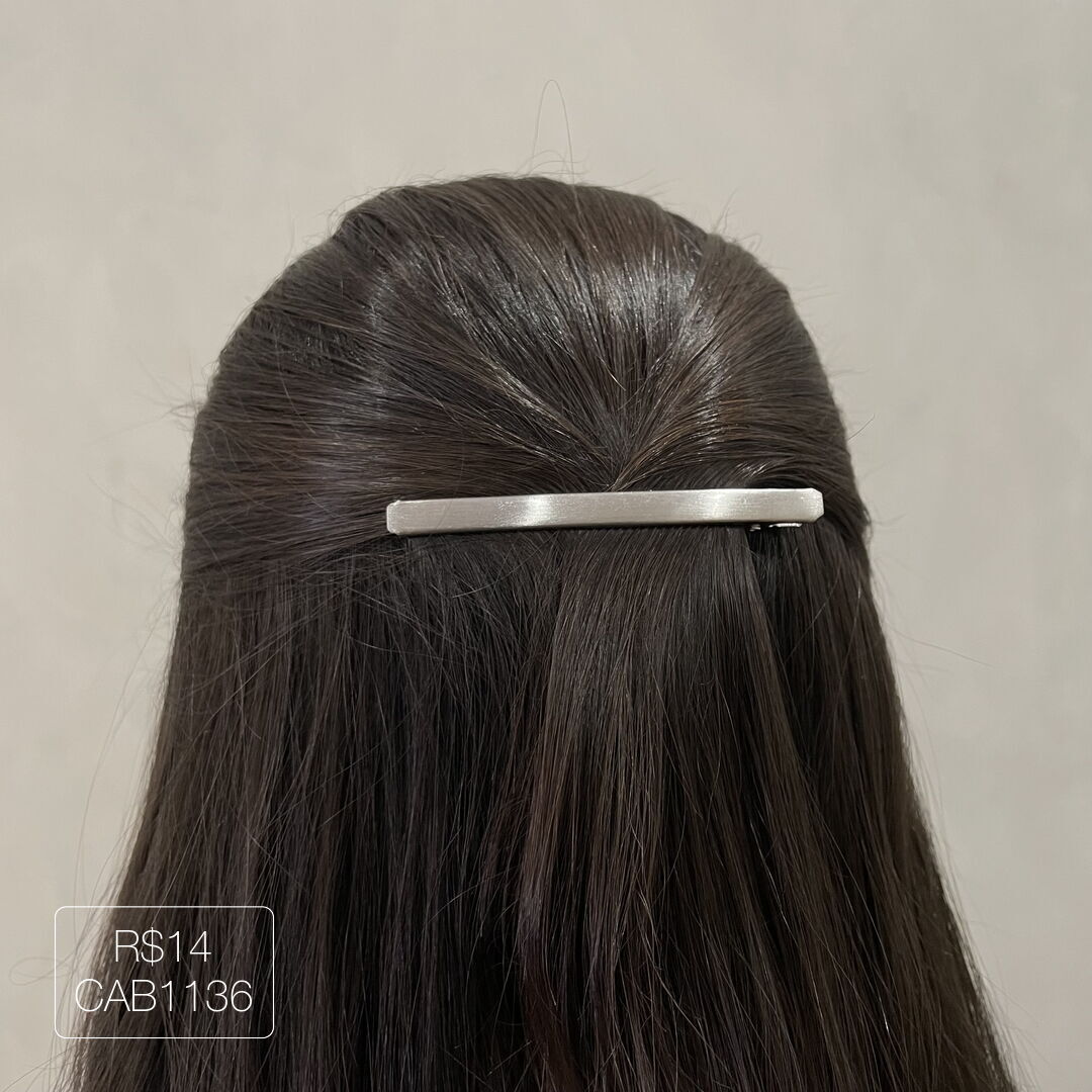 Hair Cip Reto Escovado Liso Prateado